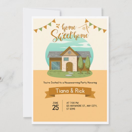 Housewarming Nodig Oranje Uitnodiging Kaart uit (Voorkant)