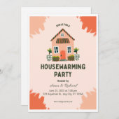 Housewarming Nodig Sjabloon uit, Oranje Uitnodigin Kaart (Voorkant / Achterkant)