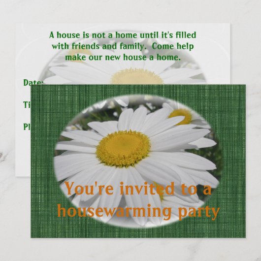 Housewarming Oxeye Daisy Wildflower Kaart (Voorkant / Achterkant)