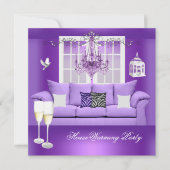 HouseWarming Paarse Champagne Chandelier Sofa Kaart (Voorkant)