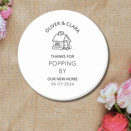 Housewarming Party bedankt label Popcorn sticker