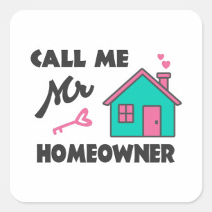 Housewarming party Bel me maar meneer Huiseigenaar Vierkante Sticker