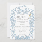 Housewarming Party Blauwe Sjabloon Kaart (Voorkant)
