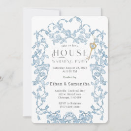 Housewarming Party Blauwe Sjabloon Kaart