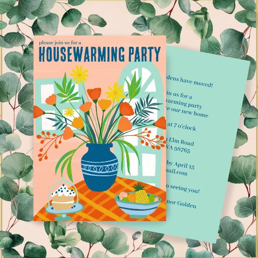 HOUSEWARMING Party Bloemenboeket Nieuw Home Schatt Kaart