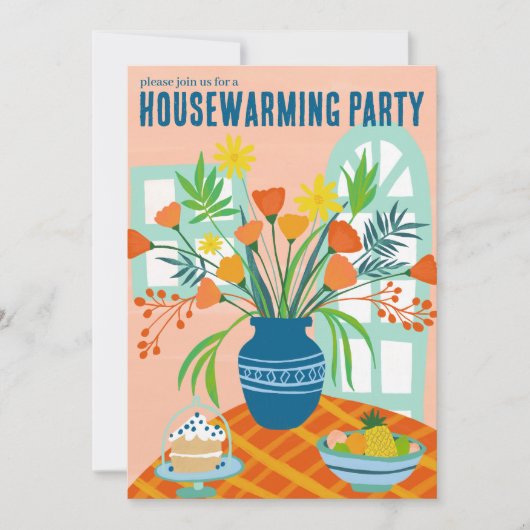 HOUSEWARMING Party Bloemenboeket Nieuw Home Schatt Kaart (Voorkant)