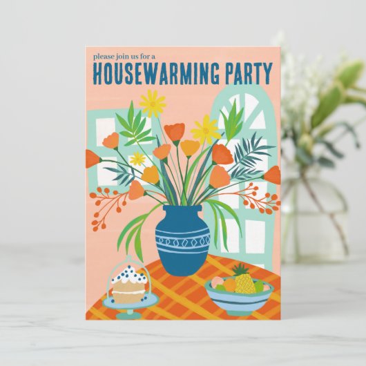 HOUSEWARMING Party Bloemenboeket Nieuw Home Schatt Kaart (Staand voorkant)