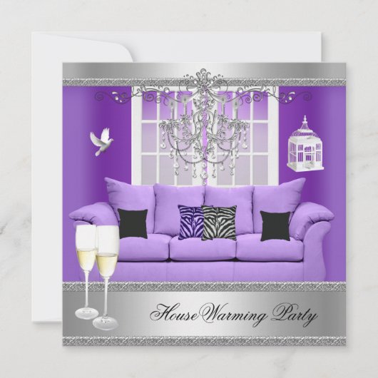 HouseWarming Party Champagne Chandelier Sofa Kaart (Voorkant)