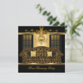 HouseWarming Party Chandelier  Gold Black Kaart (Staand voorkant)