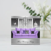 HouseWarming Party Chandelier Paars Silver White Kaart (Staand voorkant)