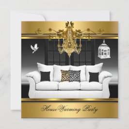 HouseWarming Party Chandelier Rich Gold Black Kaart