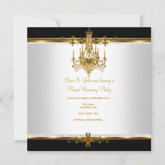 HouseWarming Party Chandelier Rich Gold Black Kaart (Achterkant)