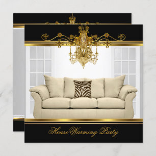 HouseWarming Party Chandelier Rich Gold Black Kaart