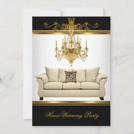 HouseWarming Party Chandelier Rich Gold Black Kaart