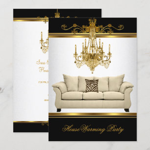 HouseWarming Party Chandelier Rich Gold Black Kaart