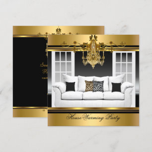 HouseWarming Party Chandelier Rich Gold Black Kaart
