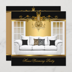 HouseWarming Party Chandelier Rich Gold Black Kaart