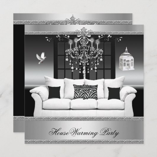 HouseWarming Party Chandelier Rich Silver Black Kaart (Voorkant / Achterkant)