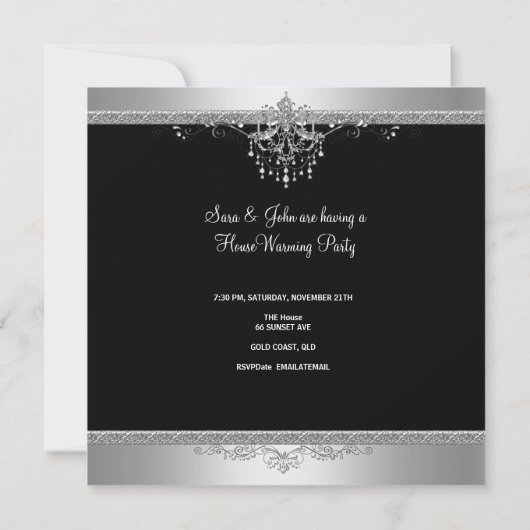 HouseWarming Party Chandelier Rich Silver Black Kaart (Achterkant)