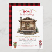 Housewarming Party Cozy Cabin Rustic Winter Kaart (Voorkant / Achterkant)