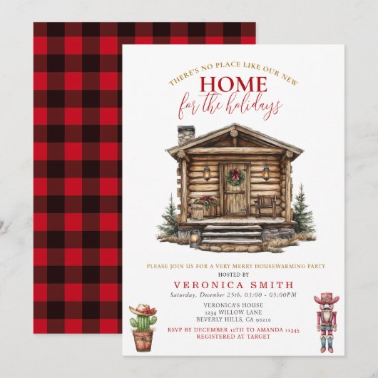 Housewarming Party Cozy Cabin Rustic Winter Kaart (Voorkant / Achterkant)