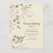 Housewarming Party Cream Brown Waterverf Floral Briefkaart (Voorkant)