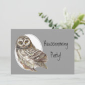 Housewarming Party Custom Uitnodigen met Uil Kaart (Staand voorkant)