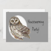 Housewarming Party Custom Uitnodigen met Uil Kaart (Voorkant / Achterkant)