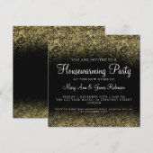 Housewarming Party Gold Glitter Dust Kaart (Voorkant / Achterkant)