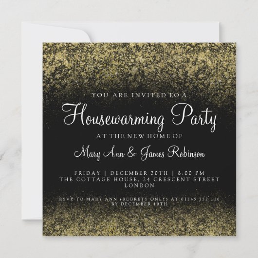 Housewarming Party Gold Glitter Dust Kaart (Voorkant)