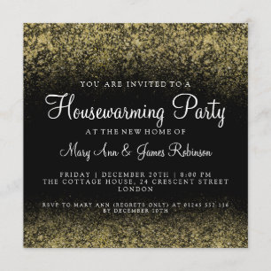 Housewarming Party Gold Glitter Dust Kaart