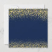 Housewarming Party Gold Glitter Dust Navy Blue Kaart (Achterkant)