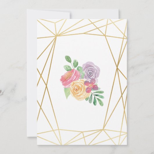Housewarming Party Gold Lijst Summer Floral Invite Kaart (Achterkant)