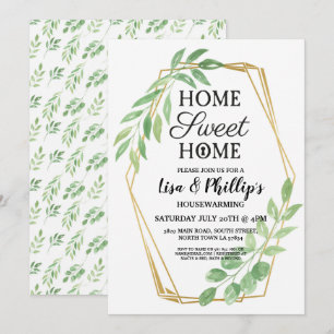 Housewarming Party Gold Lijst Summer Leaves Invite Kaart