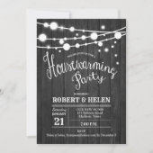 Housewarming Party grijs hout patroon Kaart (Voorkant)