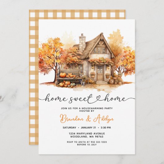 Housewarming Party Home Sweet Home Pompoen Kaart (Voorkant / Achterkant)