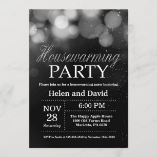 Housewarming Party Home Sweet Home Silver Glitter Kaart