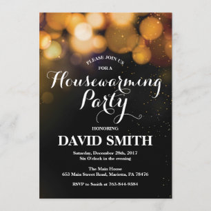 Housewarming Party Invitation Card Gold Glitter Kaart