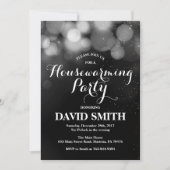 Housewarming Party Invitation Card Silver Glitter Kaart (Voorkant)