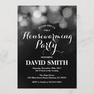Housewarming Party Invitation Card Silver Glitter Kaart