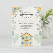 Housewarming Party Invitation Floral New Home Cele Kaart (Staand voorkant)
