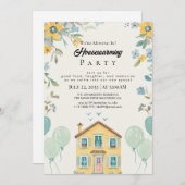 Housewarming Party Invitation Floral New Home Cele Kaart (Voorkant / Achterkant)