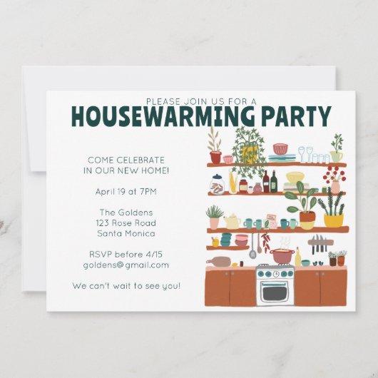 Housewarming Party Invitation Schattigee Gezellige Kaart (Voorkant)