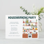 Housewarming Party Invitation Schattigee Gezellige Kaart (Staand voorkant)