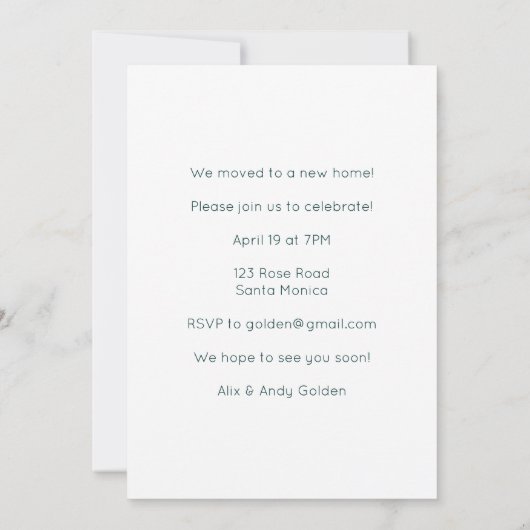 Housewarming Party Invitation Schattigee Gezellige Kaart (Achterkant)