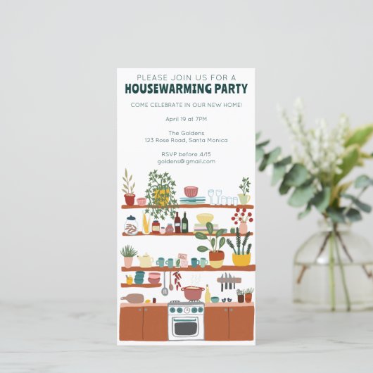 Housewarming Party Keuken Boomvrije uitnodiging (Staand voorkant)