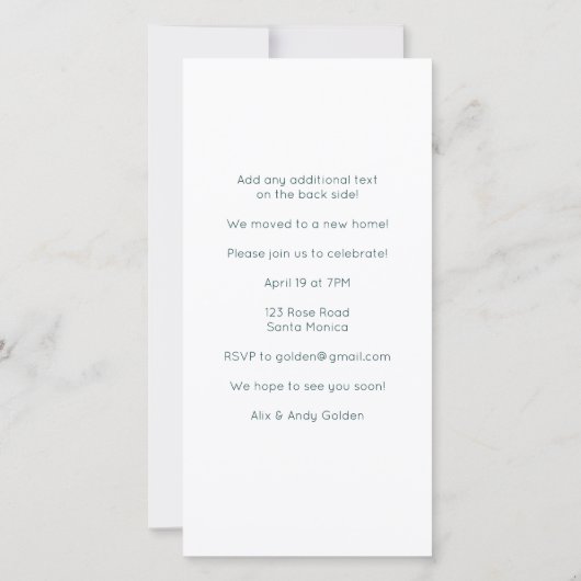 Housewarming Party Keuken Boomvrije uitnodiging (Achterkant)