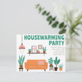 Housewarming Party Knuffelbank voor in de woonkame Briefkaart (Staand voorkant)