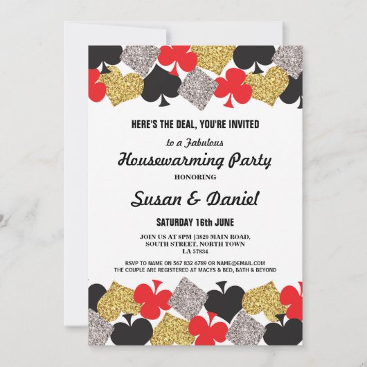 Housewarming Party Las Vegas Casino Royale Invite Kaart (Voorkant)