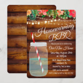 Housewarming Party Mason Jar Invitation Kaart (Voorkant / Achterkant)